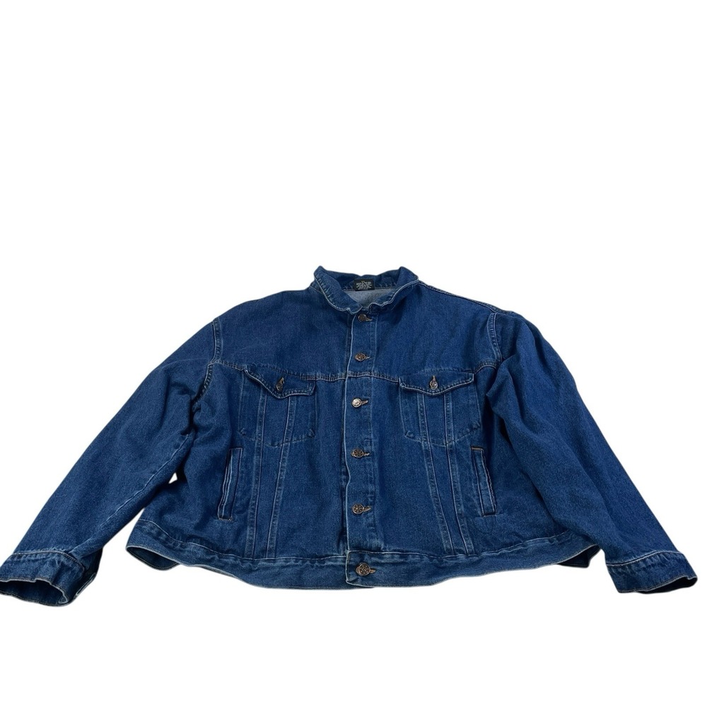 Vintage Nemesis 3XL Denim Jacket USA Made Union Jeans Coat Mock Neck Blue